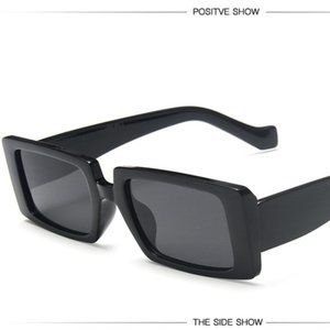 Black Rectangle Retro Sunglasses